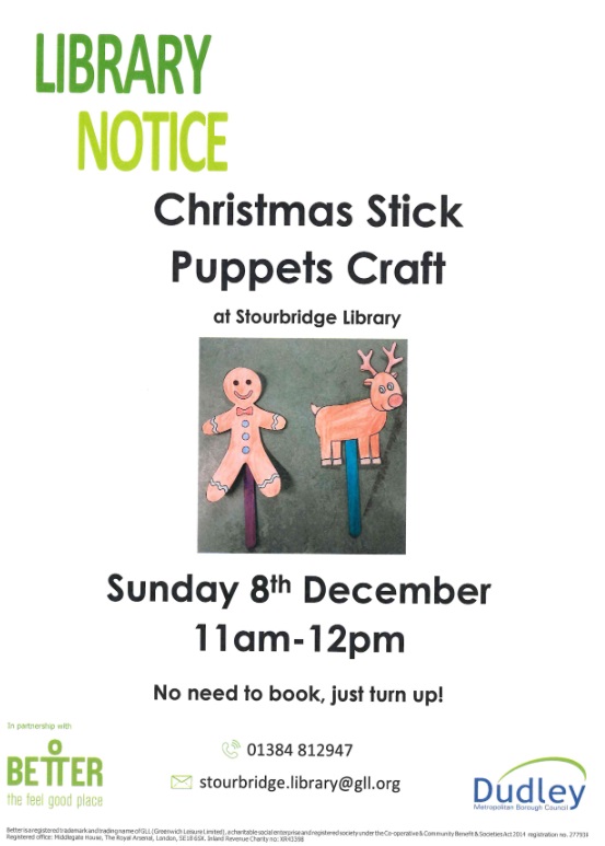 Stourbridge Library - Christmas Stick Puppets Craft